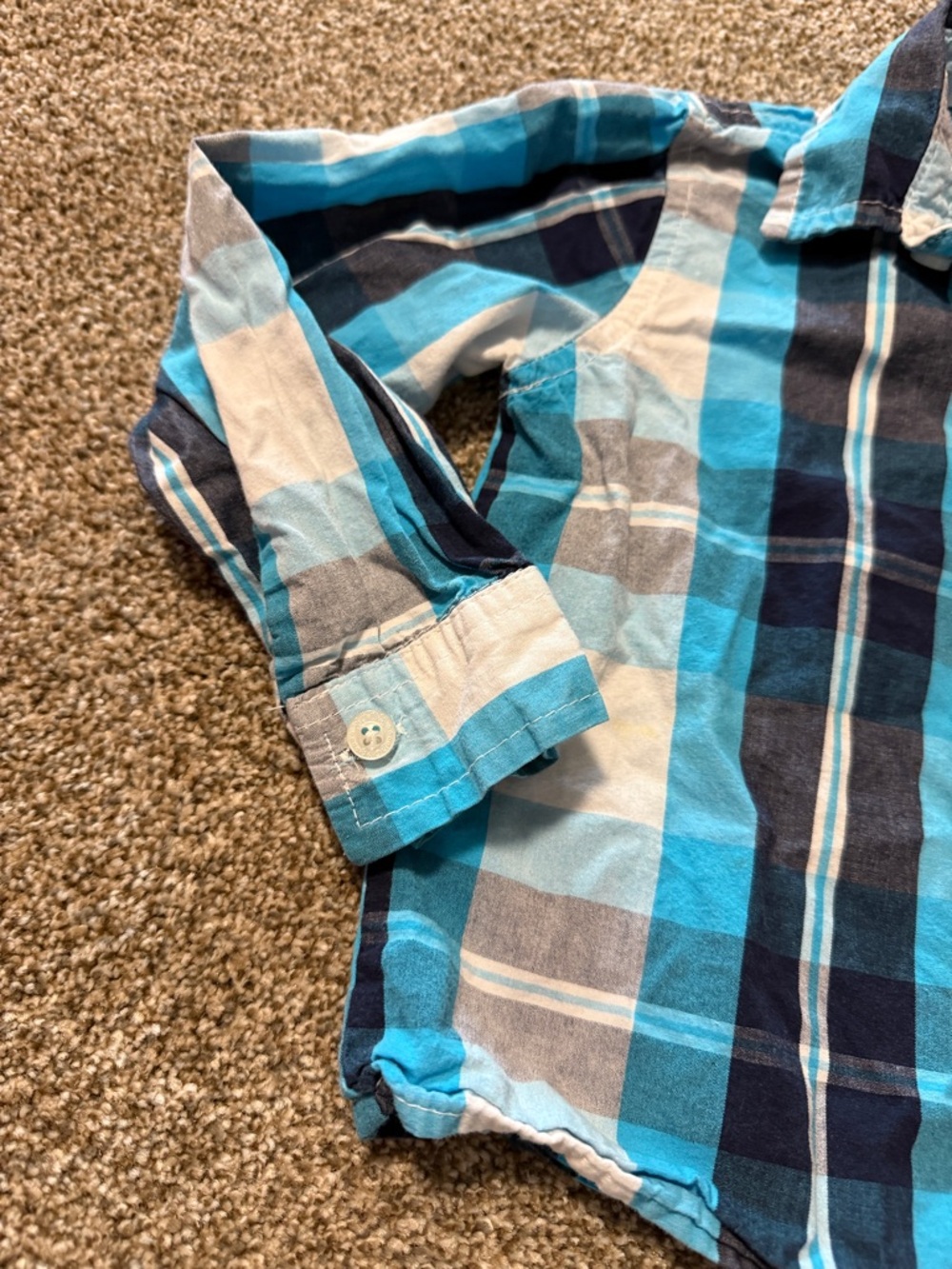 Boys Rock Blue Plaid Button-Up Shirt - Picture 5 of 7